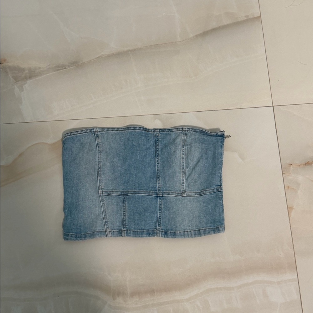 Zara Light Blue Denim Top